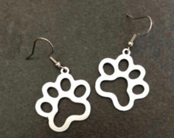 Paw Print Dangle Drop Earrings, Hypoallergenic, Super Lightweight. Animal Lover Earrings.