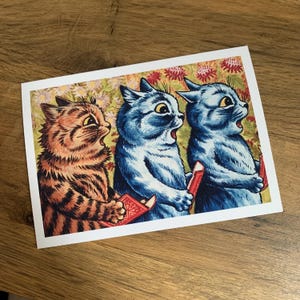 Singing Cat Card, Vintage Style Cat Card, Birthday, Any Occasion, General Art Card.