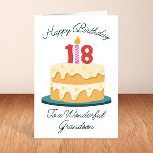 Joyeux anniversaire à un merveilleux petit-fils, carte du 18e anniversaire, bougies d'anniversaire/carte de gâteau.