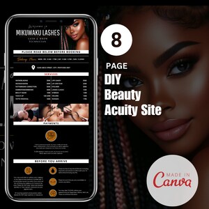 Acuity Scheduling Template, Lash Tech, Hairstylist, Makeup, Beauty Branding, Booking Site, Template Canva, Editable Booking Web Banners