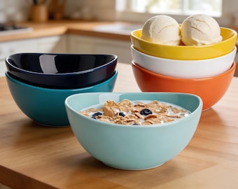 18oz Porcelain Bowls Set of 6 Medium Soup Salad Dessert