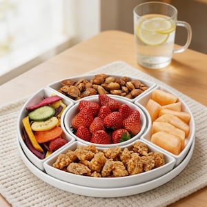 Porcelain Divided Serving Tray 6 Section Appetizer Platter