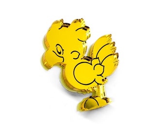 Épingle inspirée des chocobos - découpée au laser