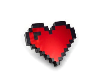 8 Bit Pixel Heart Pin - Laser Cut