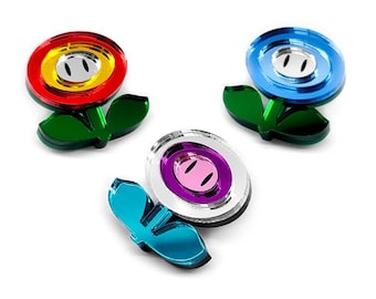 Flower power-ups inspirés de Mario - Épingles et aimants