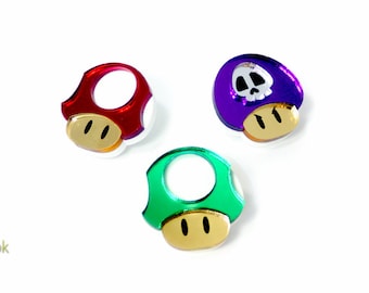 Super Mario Mushroom Pins - Laser Cut