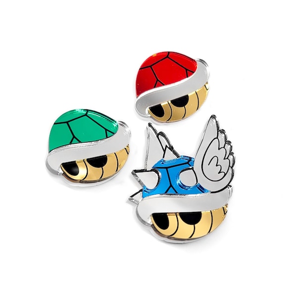 Mario Kart Koopa Shell Pins - Laser Cut