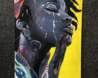 Pintura al óleo y acrílico sobre lienzo.