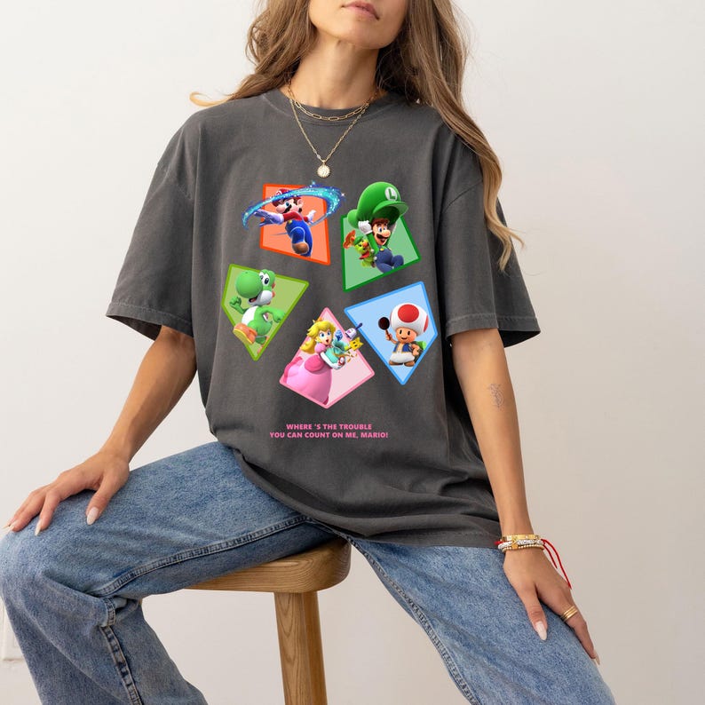 Super Mario Galaxy Tshirt, TADC Fan Gift, All Characters Mario Space Plumber Shirt Sweatshirt Hoodie, Anime Gift Birthday for Boy Girl image 4