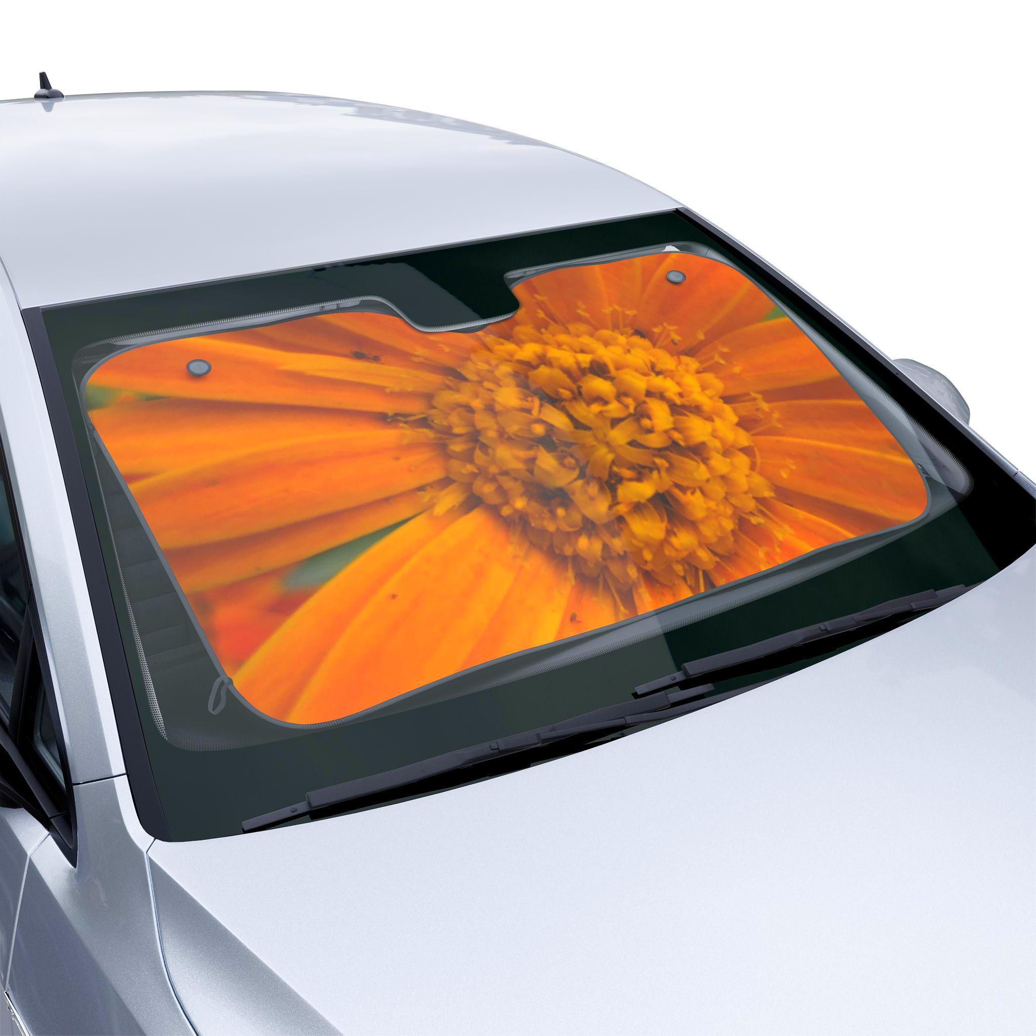 Motor Trend Foldable Jumbo Car Window Sun Shade – Red Foil Reflective 66"x27" For Car Van Truck SUV