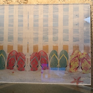 Beach Kitchen Decor Glass Cutting Board Small Prep Surface Flip Flop Design Coastal Accessory Summer Serving Tropical Item Dishwasher Safe