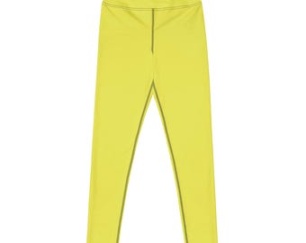 Leggings deportivos de diseño amarillo neón brillante, elegantes, elásticos en cuatro direcciones, suaves y cómodos, ideales para uso diario informal. Regalo perfecto para amantes del gimnasio.