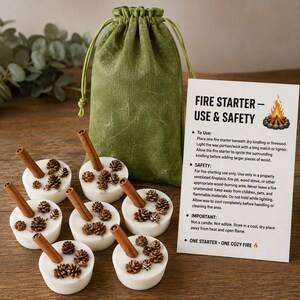 Natural Fire Starter Kit Camping Gift Handmade Pine Cone Kindling Fireplace Igniter Soy Wax Firelighter Cinnamon Scented Tinder Organic