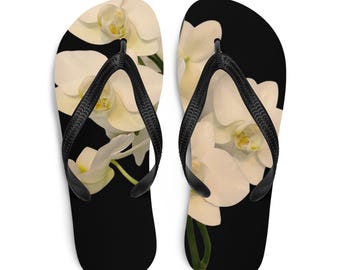 Elegant White Orchid Sandal Summer Fan Casual Beach Thong Footwear Ideal Orchid Lover Gift