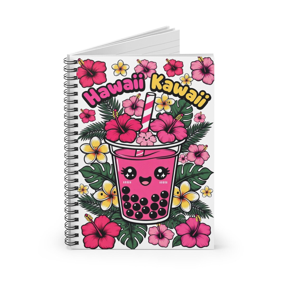 Hawaii Kawaii Bubble Tea Spiral Notebook | Ruled Journal - Etsy