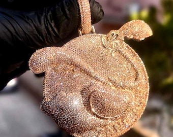 Customized Natural Moissanite Disc Pendant: 14K Gold Plated 925 Silver Hip Hop Statement Jewelry
