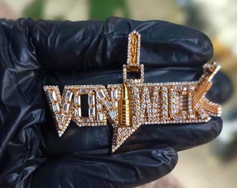 Customized Natural Moissanite Name Pendant: 14K Gold Plated 925 Silver Hip Hop Statement Jewelry
