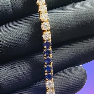 Round Cut Simulated Multicolor Gemstone Diamond Tennis Bracelet 14K Yellow Gold Plated