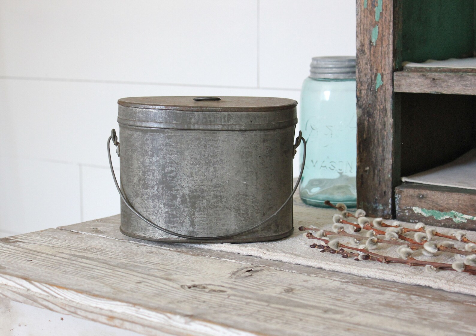 Vintage Antique Tin Metal Berry Bucket Child's Lunch Etsy