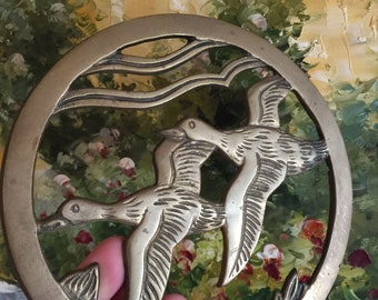 TRIVET DE PATOS DE LATÃO Vintage