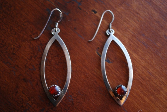 VINTAGE EARRINGS - Sterling Silver AGATE Earrings - image 2