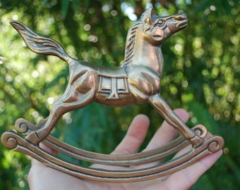 Vintage BRASS ROCKING HORSE