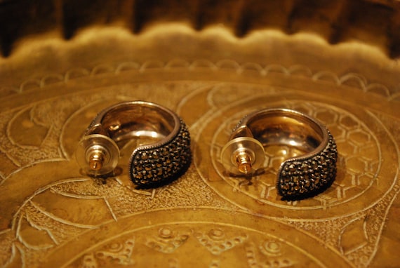 Vintage EARRINGS - 1970s Sterling Silver Crescent