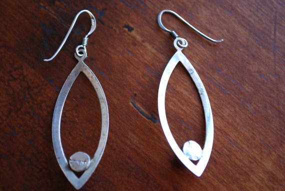 VINTAGE EARRINGS - Sterling Silver AGATE Earrings - image 4