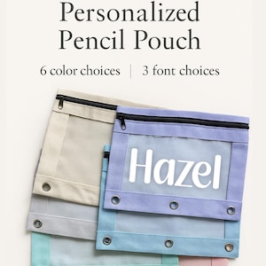 Personalized Pencil Pouch | Back to School Zipper Case | Custom School Supplies | 6 Colors | Kids Name Pouch | Student Gift