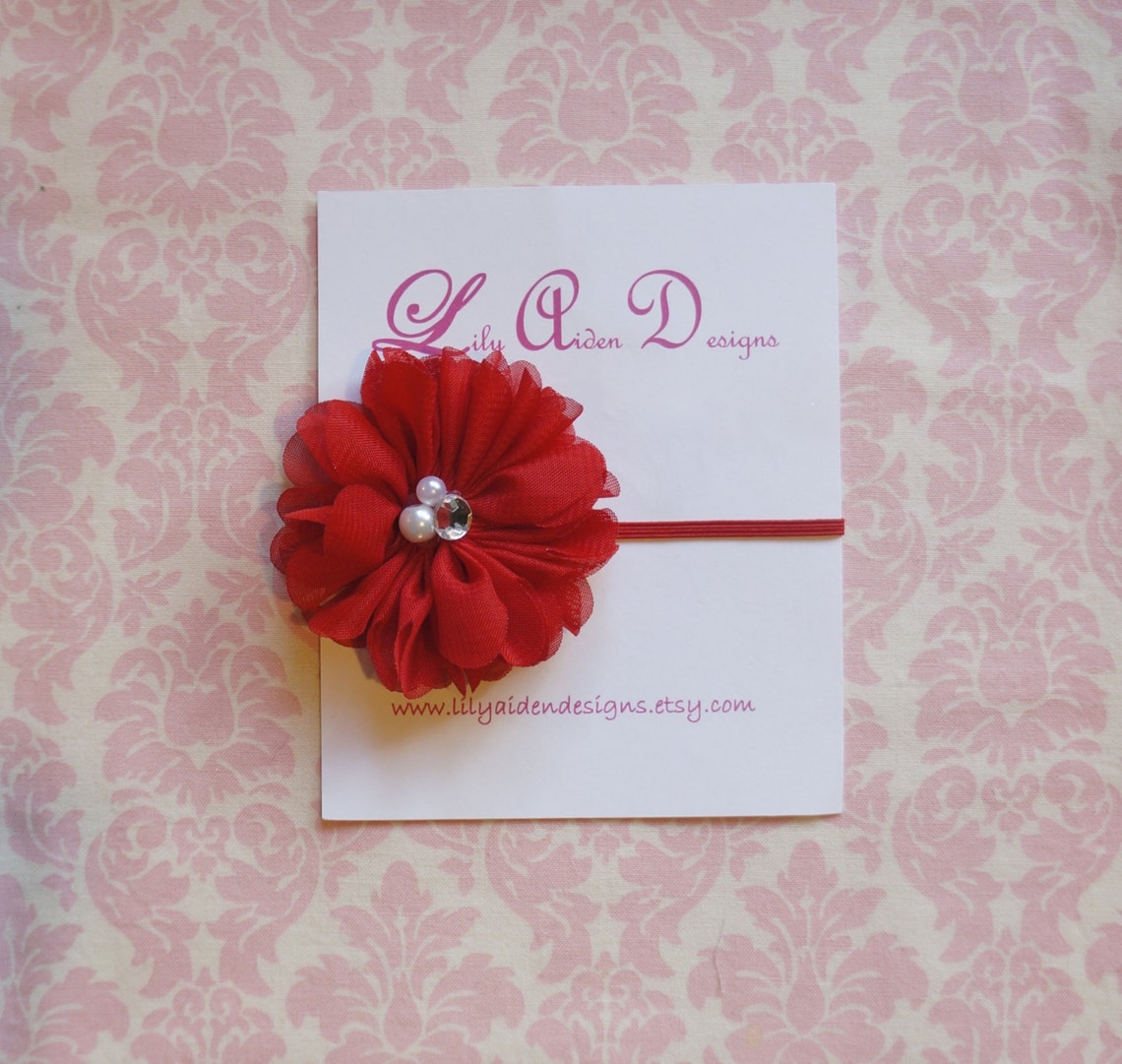 Red Jeweled Headband/ Newborn Headband/ Baby Headband Etsy