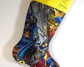 Handmade Batman in Action fully lined Christmas Stocking