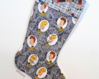 Handmade Fully Lined Beavis and Butthead Christmas Stocking