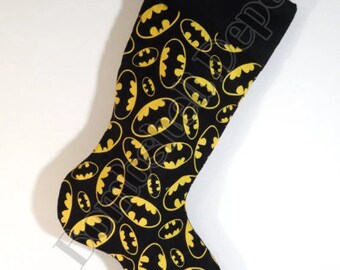 Handmade Bat Signal Fully Lined Christmas Stocking