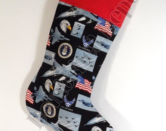 Handmade U.S. Air Force Christmas Stocking Fully Lined w/Cuff