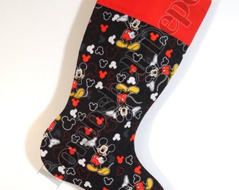 Handmade Mickey Mouse Fully Lined Christmas Stocking