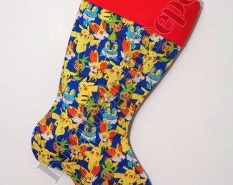 Handmade Blue Pokemon Fully Lined Christmas Stocking