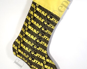 Handmade Star Wars  Christmas Stocking Fully Lined with Yellow Cuff
