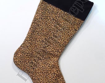 Handmade Cheetah Fully Lined Christmas Stocking