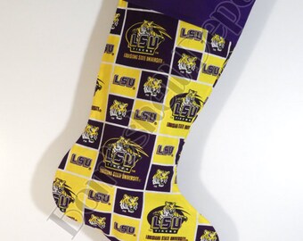 Handmade Louisiana State University Fully Line Christmas Stocking w/Cuff