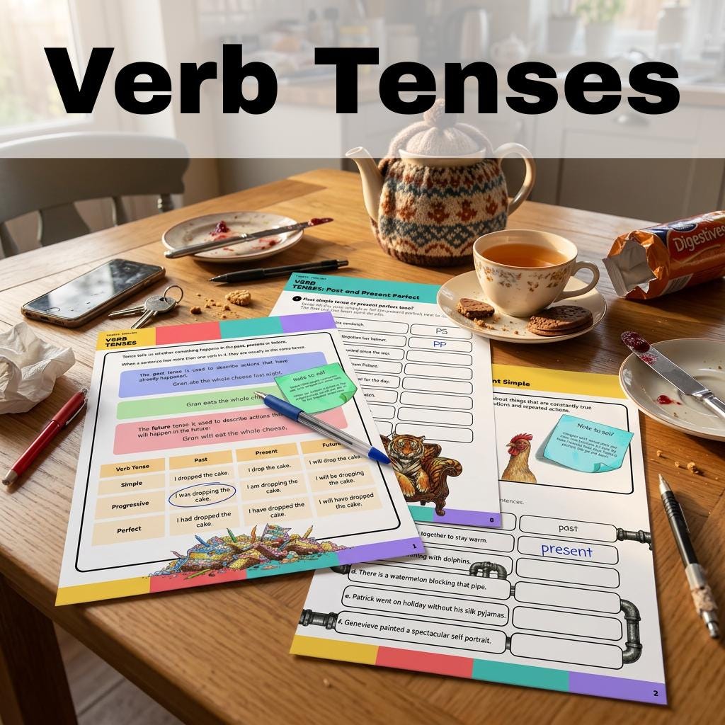Verb Tenses - Year 6 Grammar Worksheet Pack | UK | Printable PDF for ...