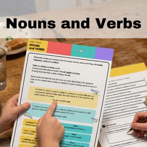 Sustantivos y verbos - Hoja de ejercicios de gramática para sexto curso / Reino Unido / PDF imprimible para practicar en casa