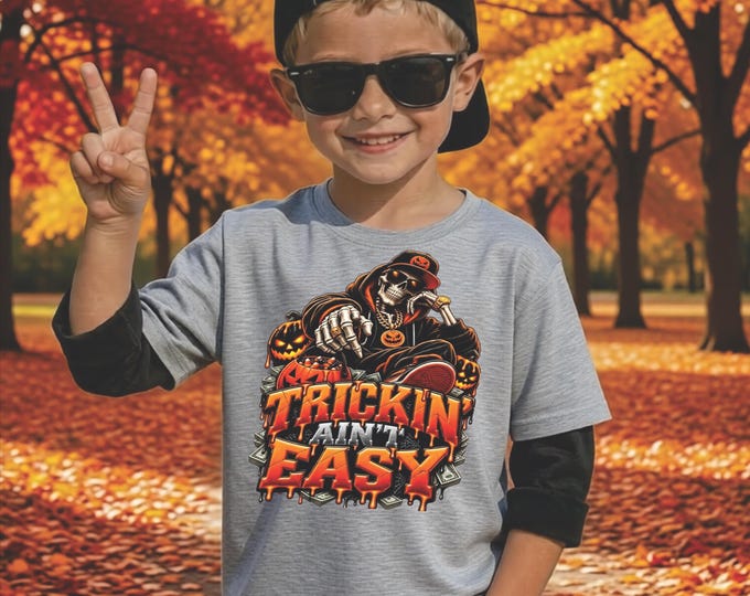 Trickin’ Ain’t Easy PNG, Graffiti Halloween Shirt Graphic