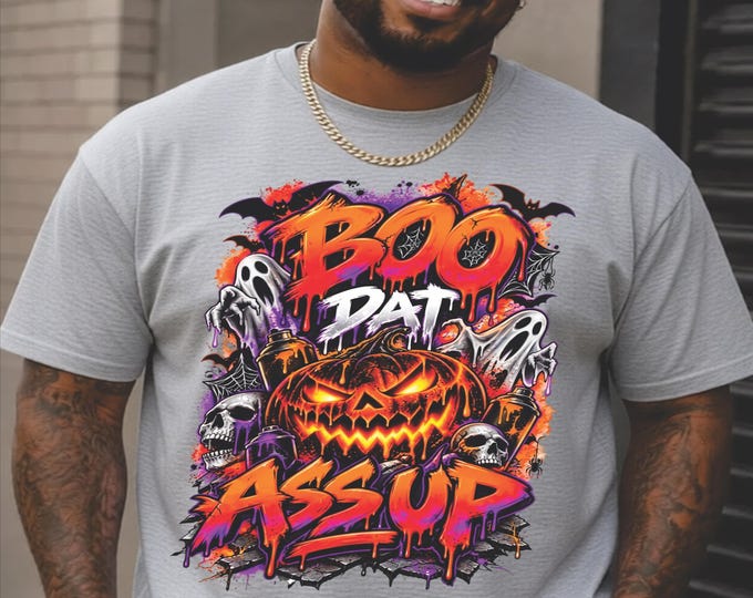 Boo Dat Ass Up PNG, Funny Halloween PNG, Graffiti Pumpkin Design, Spooky DTF Graphic, Halloween Sublimation Download