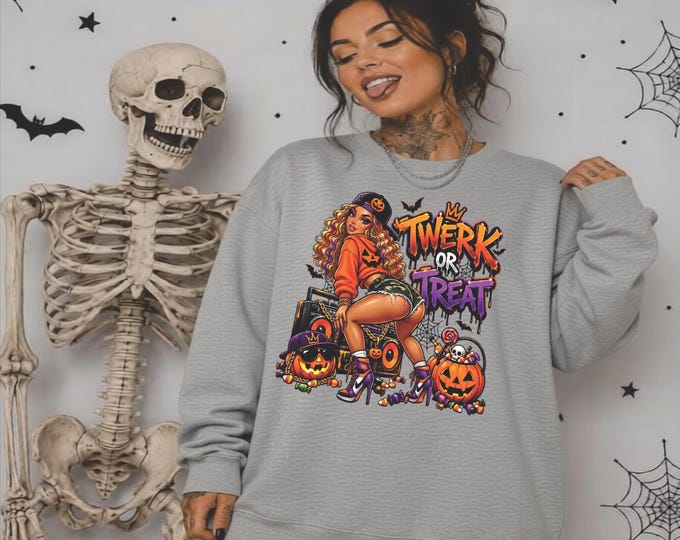Twerk or Treat Halloween PNG, Hip Hop Girl, Urban Spooky Party Design (Digital Download)