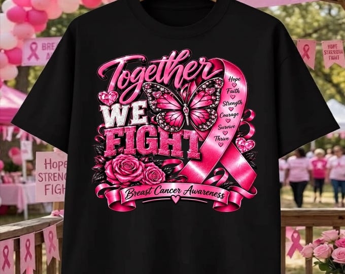 Breast Cancer PNG, Pink Ribbon PNG, Cancer Awareness PNG, Survivor Fighter Support Shirt Sublimation, Breast Cancer Digital Download