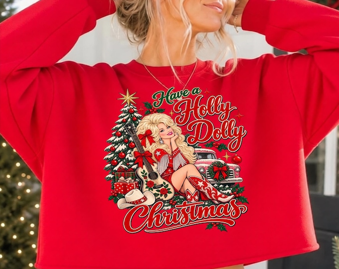 Christmas PNG: Have A Holly Dolly Design for DTF Printing
