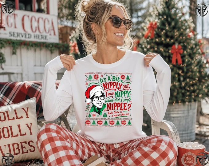 Nippily Out Christmas Shirt Design: Santa Face Ugly Sweater Pattern (PNG)