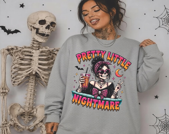 Pretty Little Nightmare PNG | Spooky Girl Summerween Shirt | Gothic Cute Halloween Design