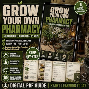 以下が含まれることがあります： 「Grow Your Own Pharmacy: A Field Guide to Medicinal Plants」と題されたデジタルPDFガイド。このガイドでは、採集、ハーブ療法、安全に関するヒント、応急処置について解説しています。植物のプロフィール、治療法のレシピ、初心者向けのステップバイステップのアプローチが含まれています。