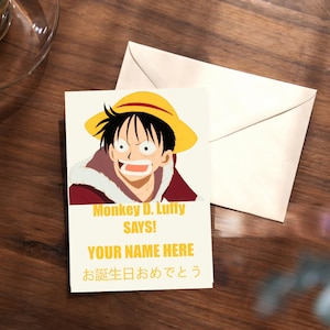 Luffy One Piece Birthday Card - Etsy